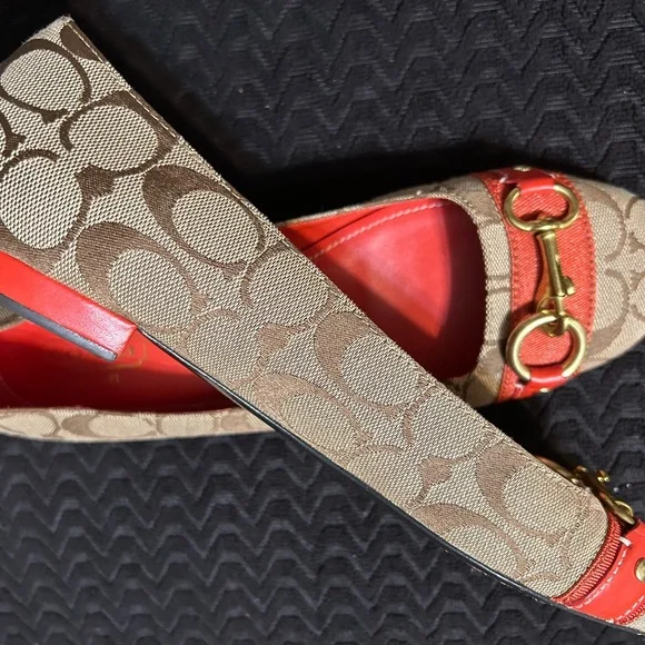 Coach Red and Brown Signature Loafers - Picture 3 of 3